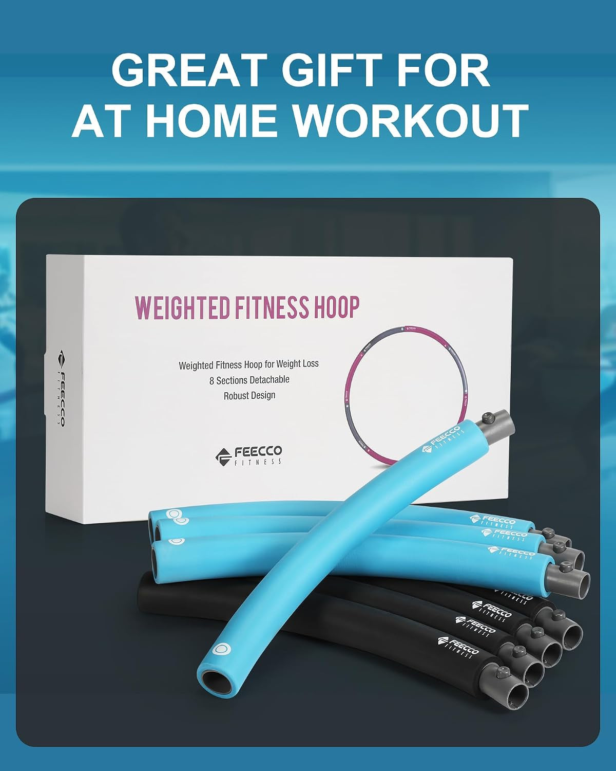 FEECCO Weighted Fitness Hoop for Adults, 1-2.3Kg Weighted Hoop for Weight Loss