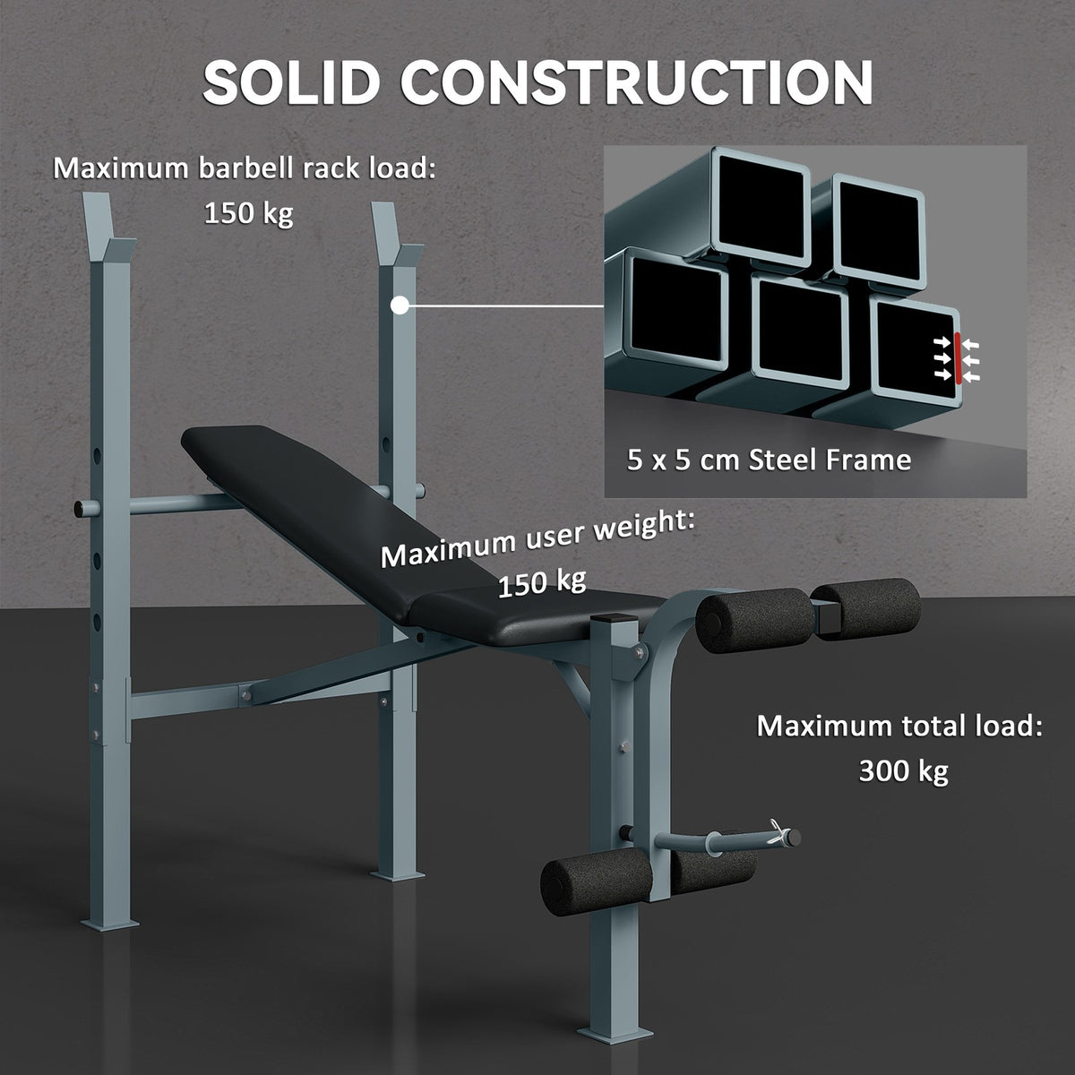 Adjustable Multi Use Weight Bench Barbell Stand Chest Leg Abs Training Home Gym