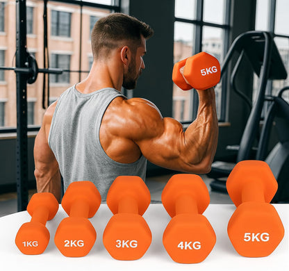 Neoprene Dumbbells Set Pair – Iron Hand Weights for Strength Training, Aerobic Workout & Home Gym Fitness (0.5Kg–10Kg)