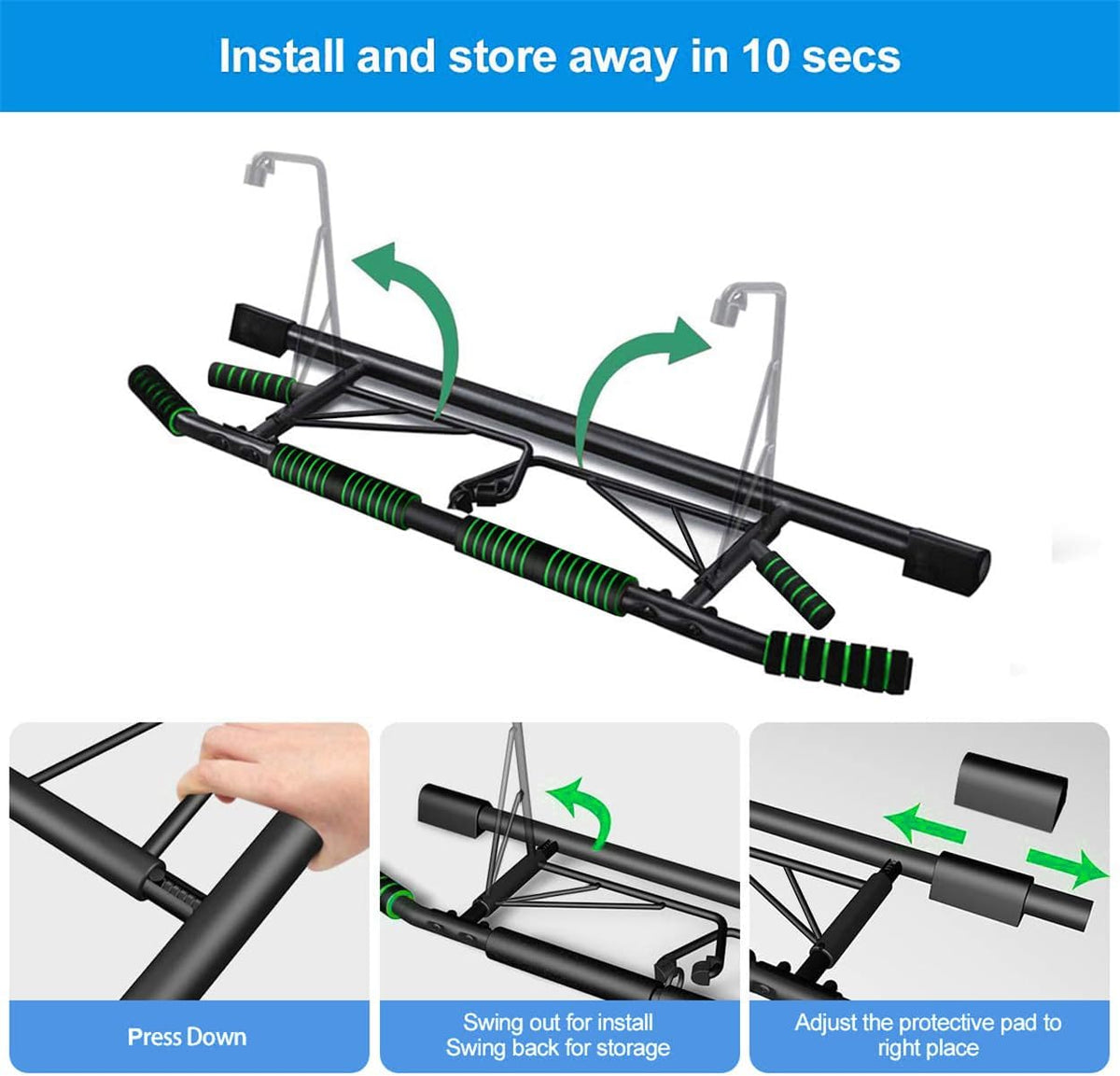 Pull up Bar Door Frame Fitness Chin-Up Bar for Home Gym Equipment, with Professional Training Suspension Strap Set