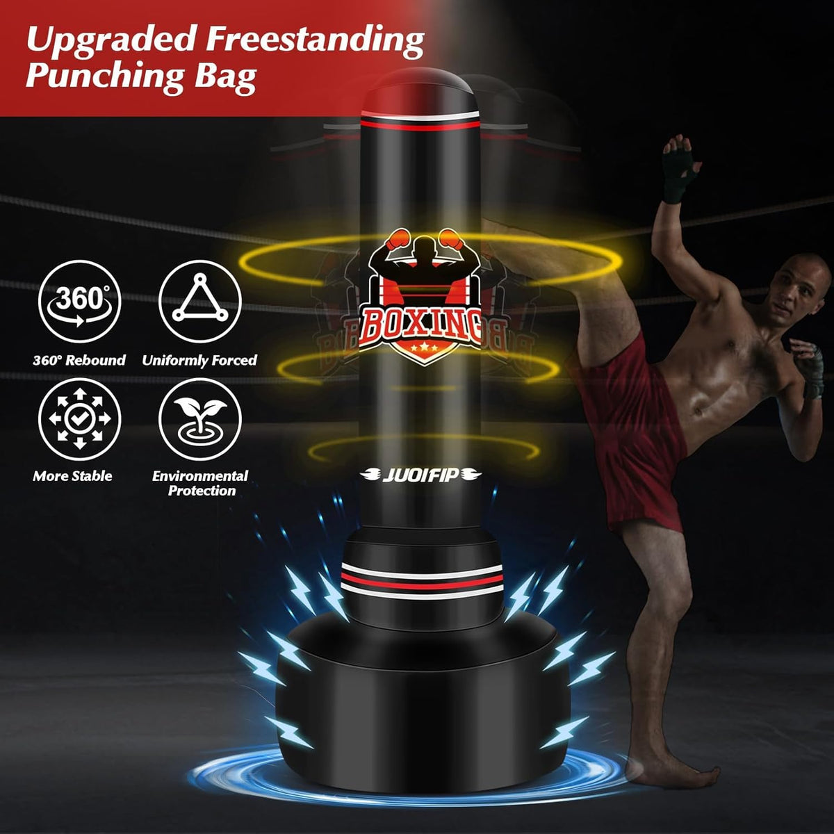 Punching Bag with Stand Adult 70”- Free Standing Boxing Bag with Boxing Gloves and Electric Air Pump, Women Men Stand Kickboxing Bags for Training MMA Muay Thai Fitness Beginners