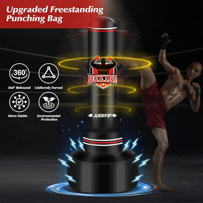 Punching Bag with Stand Adult 70”- Free Standing Boxing Bag with Boxing Gloves and Electric Air Pump, Women Men Stand Kickboxing Bags for Training MMA Muay Thai Fitness Beginners