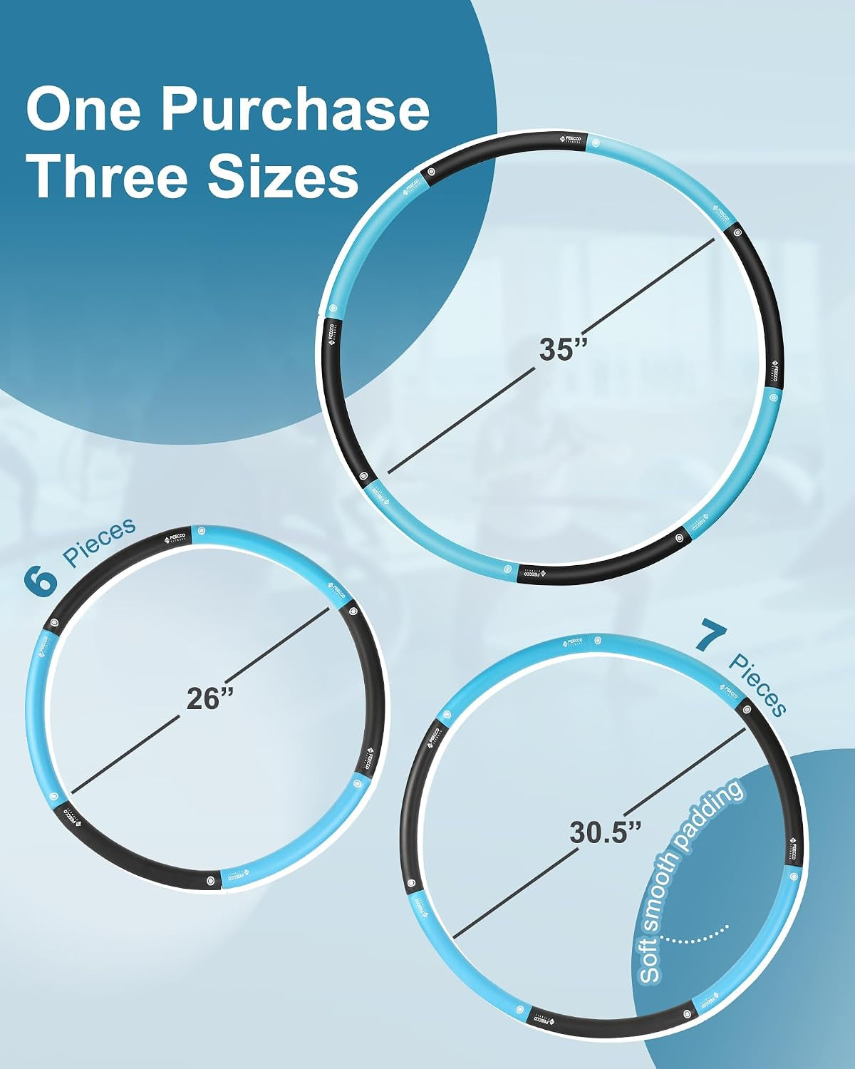 FEECCO Weighted Fitness Hoop for Adults, 1-2.3Kg Weighted Hoop for Weight Loss