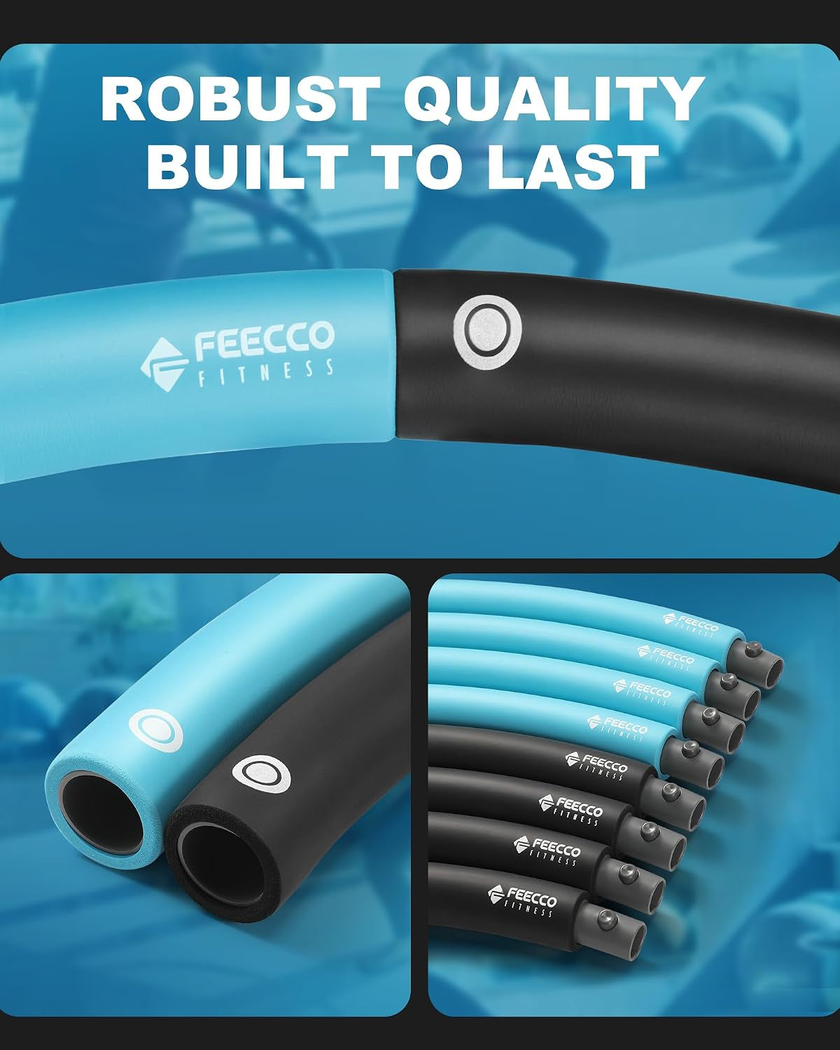 FEECCO Weighted Fitness Hoop for Adults, 1-2.3Kg Weighted Hoop for Weight Loss
