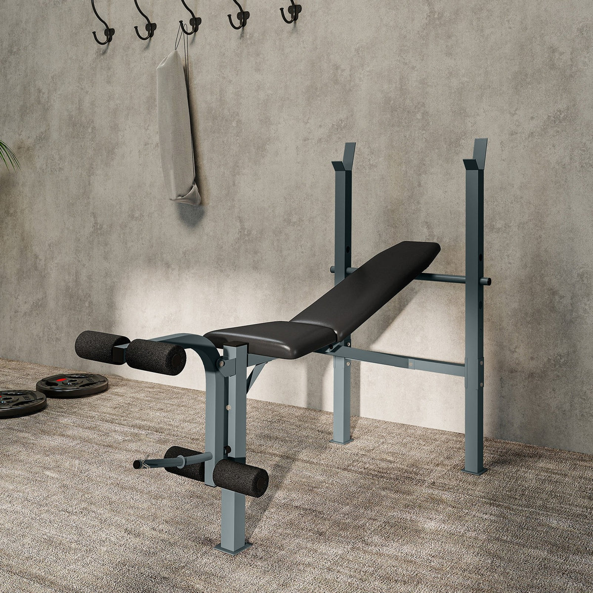 Adjustable Multi Use Weight Bench Barbell Stand Chest Leg Abs Training Home Gym