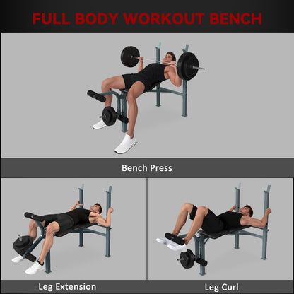 Adjustable Multi Use Weight Bench Barbell Stand Chest Leg Abs Training Home Gym