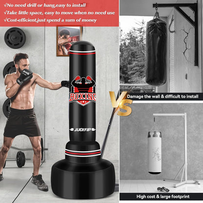 Punching Bag with Stand Adult 70”- Free Standing Boxing Bag with Boxing Gloves and Electric Air Pump, Women Men Stand Kickboxing Bags for Training MMA Muay Thai Fitness Beginners