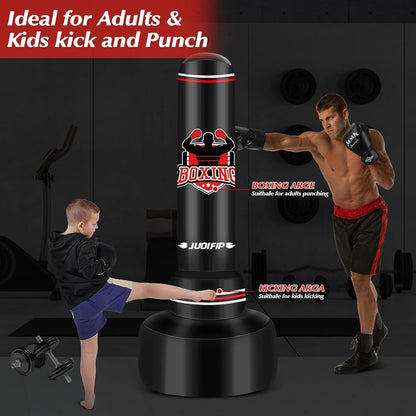 Punching Bag with Stand Adult 70”- Free Standing Boxing Bag with Boxing Gloves and Electric Air Pump, Women Men Stand Kickboxing Bags for Training MMA Muay Thai Fitness Beginners