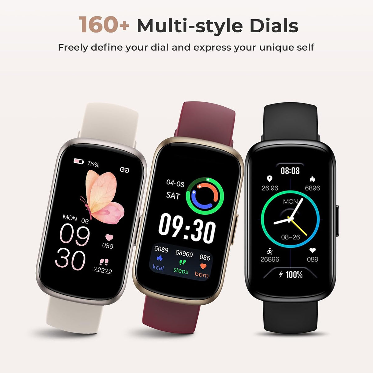 Fitness Tracker with 24/7 Heart Rate, Sleep Tracker, 3ATM Waterproof Fitness Watch/Activity Tracker/Pedometer, Smart Watch for Women Men with Calorie/Step Counter for Android & Ios, Black