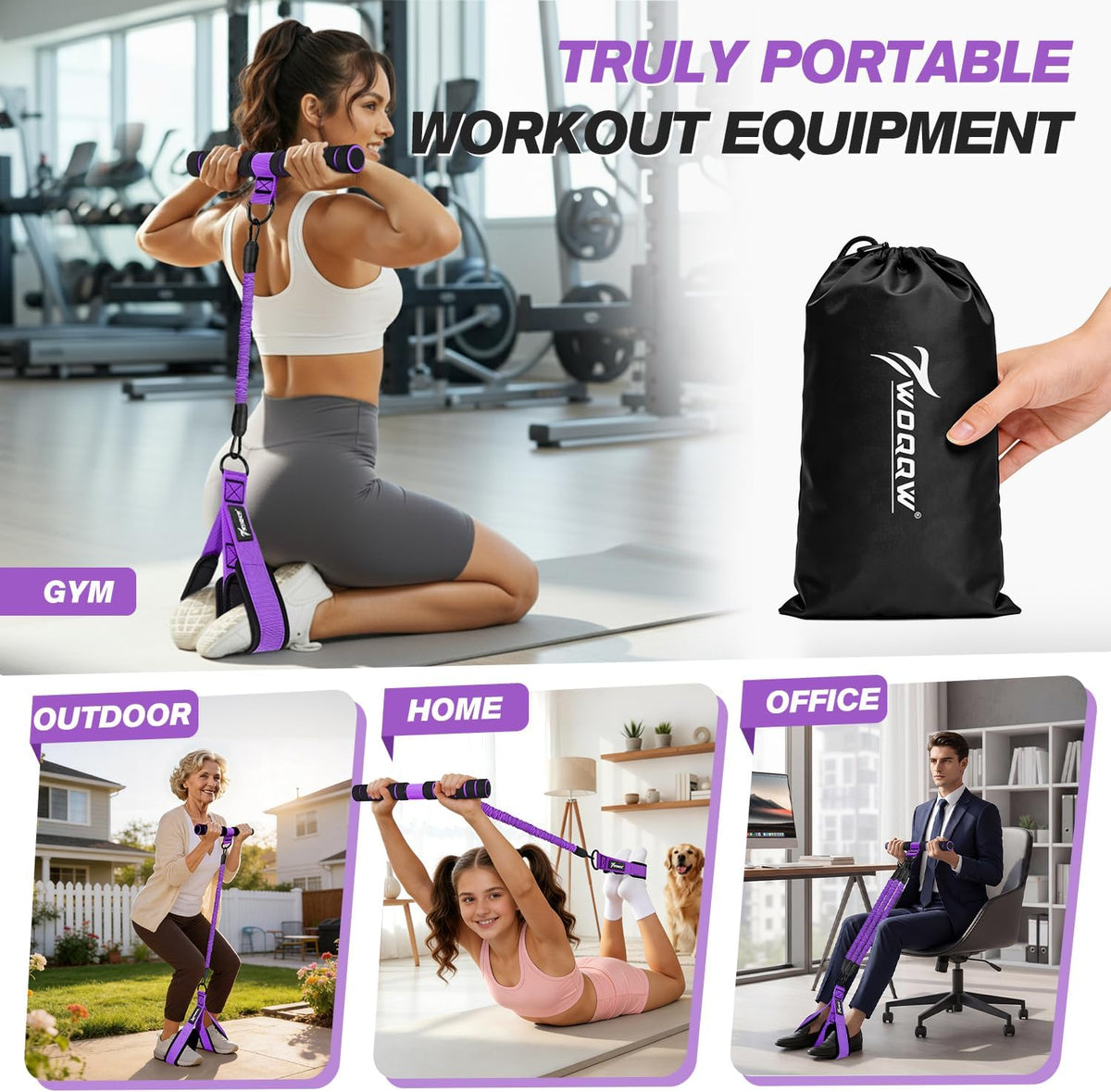 Multifunction Pedal Resistance Band with Handle, Upgraded 3 Tube Adjustable Foot Resistance Bands for Core, Arm, Legs, Body Puller Trainer - Pilates & Home Gym Equipment for Women Men Exercise