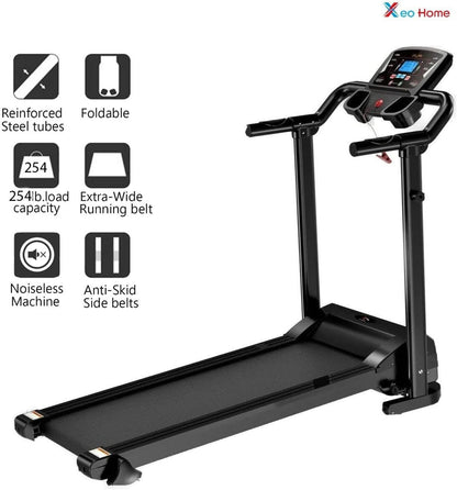 Treadmill Electric Running Walking Machine Manual 9% Incline Home Gym Folding UK