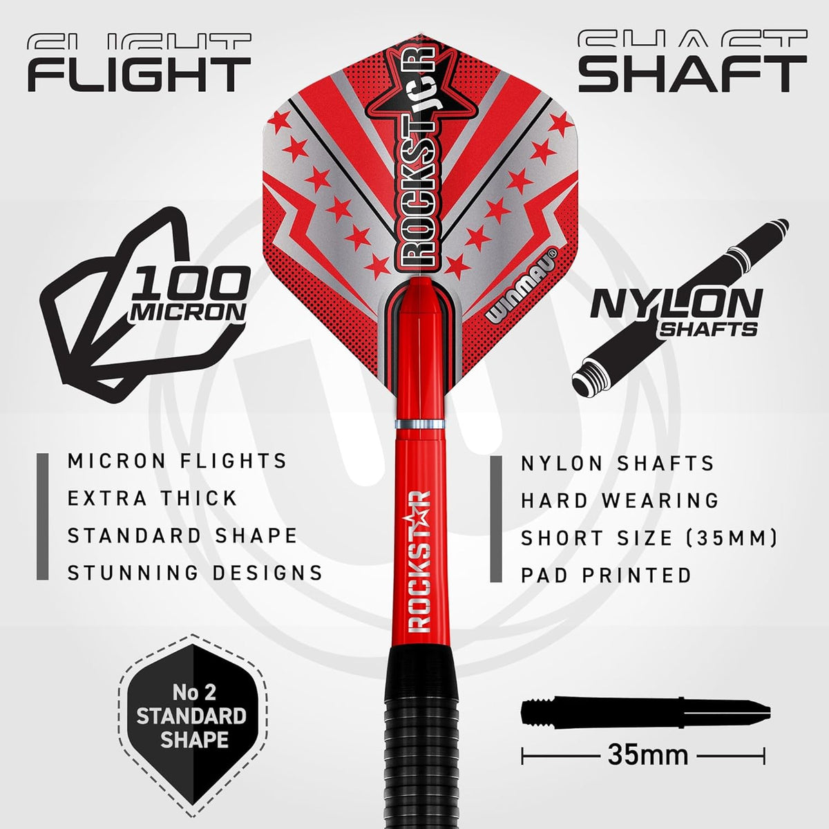 Darts Joe Cullen Rockstar 20G Brass Darts Set with Dart Flights and Dart Shafts (Stems) Including Checkout Card