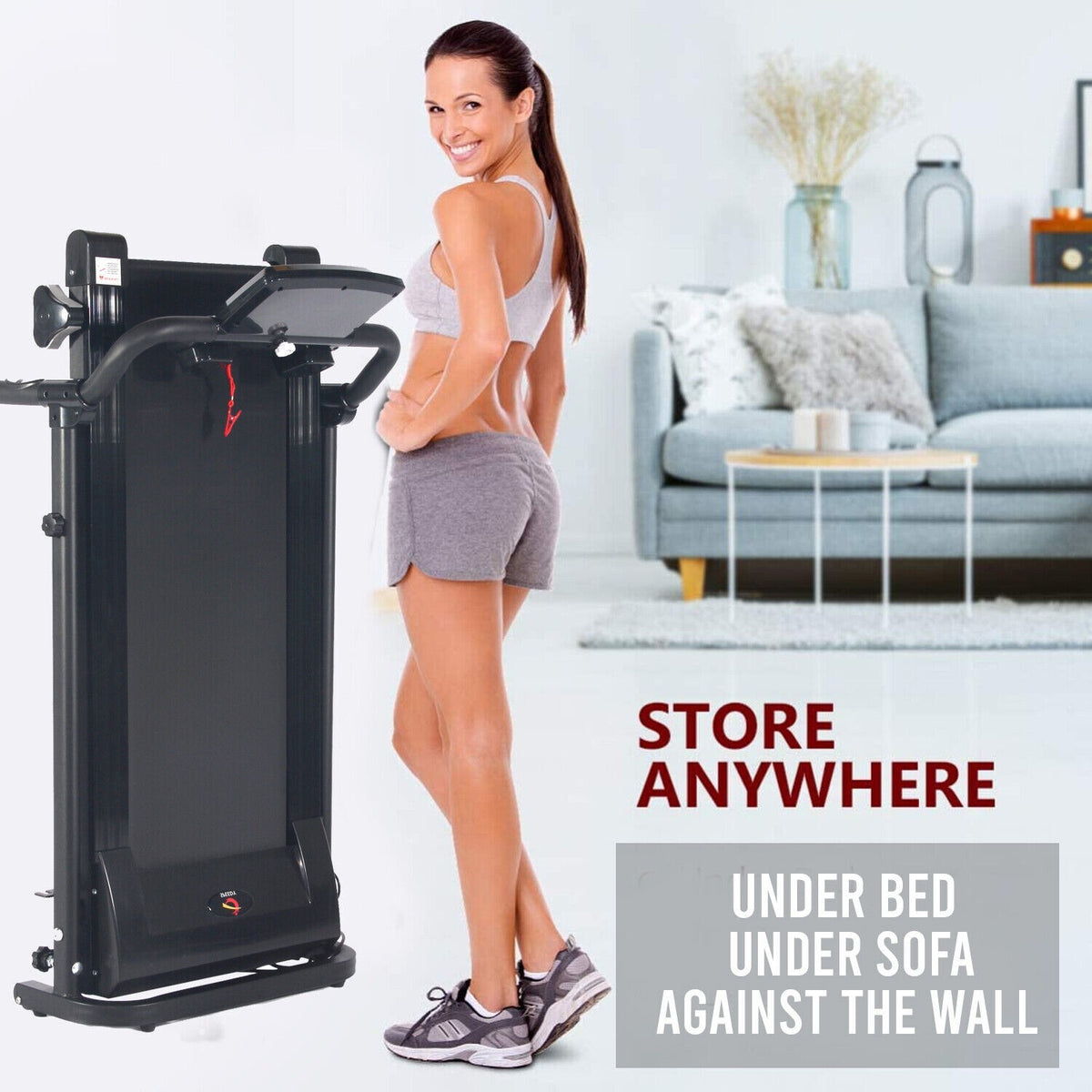 Treadmill Electric Running Walking Machine Manual 9% Incline Home Gym Folding UK