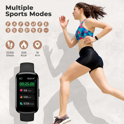 Fitness Tracker with 24/7 Heart Rate, Sleep Tracker, 3ATM Waterproof Fitness Watch/Activity Tracker/Pedometer, Smart Watch for Women Men with Calorie/Step Counter for Android & Ios, Black