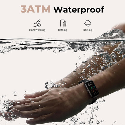 Fitness Tracker with 24/7 Heart Rate, Sleep Tracker, 3ATM Waterproof Fitness Watch/Activity Tracker/Pedometer, Smart Watch for Women Men with Calorie/Step Counter for Android & Ios, Black