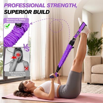 Multifunction Pedal Resistance Band with Handle, Upgraded 3 Tube Adjustable Foot Resistance Bands for Core, Arm, Legs, Body Puller Trainer - Pilates & Home Gym Equipment for Women Men Exercise