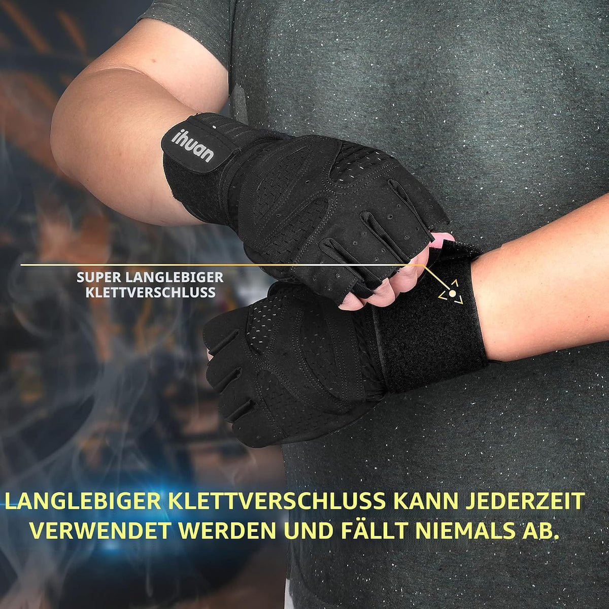 Ventilated Weight Lifting Gym Workout Gloves with Wrist Wrap Support for Men & Women, Full Palm Protection, for Weightlifting, Training, Fitness, Hanging, Pull Ups